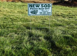 new sod sign on lawn